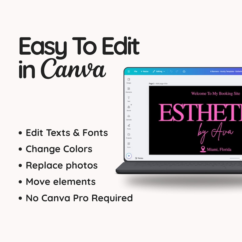 Esthetician Branding Booking Site Esthetician Acuity Scheduling Template Esthetician Canva Design for Esthetic Booking Appointment Schedule