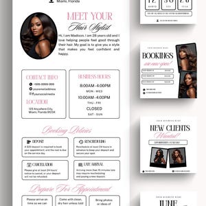 Hair Acuity Scheduling Template Hairstylist Website Banner DIY Salon Booking Site Canva Editable Templates Black Pink Minimalist Design