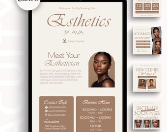Esthetics Acuity Scheduling Template Canva Editable Website Esthetician Minimalist Booking Site DIY Esthetic Banner Design Business Branding