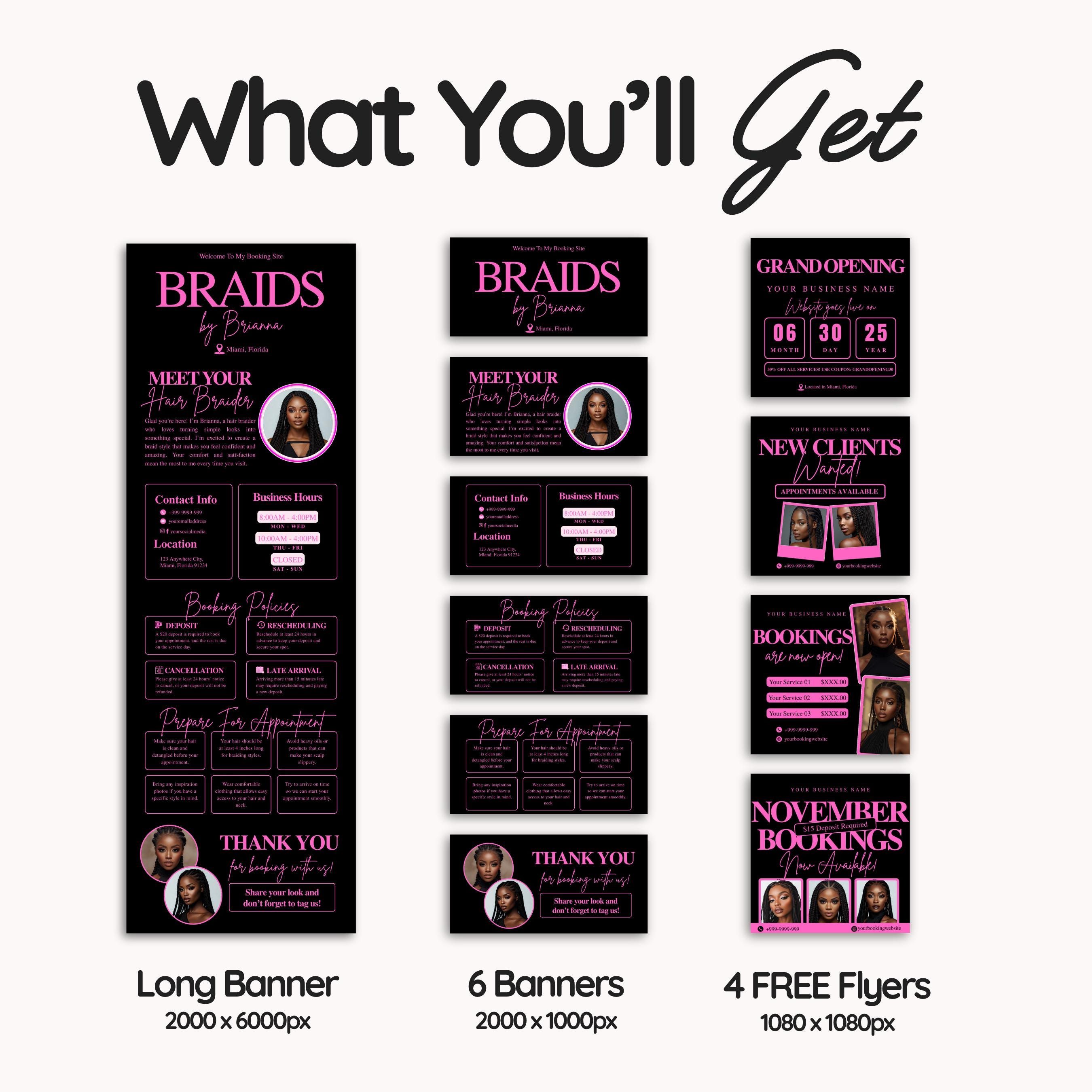 Braiders Acuity Website Braids Booking Site Template Canva Acuity ...