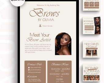 Brows Acuity Editable Scheduling Canva Template Brow Tech Acuity Booking Website Brow Artists DIY Appointment Layout Banner Design Templates