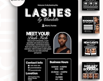 Lash Acuity Scheduling Template Lash Tech Acuity Booking Website Canva Editable Banner Design Templates DIY Lashes Appointment Booking Site