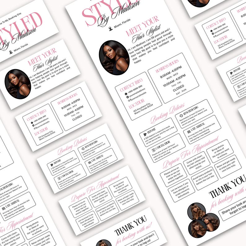 Hair Acuity Scheduling Template Hairstylist Website Banner DIY Salon Booking Site Canva Editable Templates Black Pink Minimalist Design