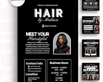 Hair Acuity Scheduling Template Hair Booking Site Banner Hairstylist Website Schedule Hair Tech Acuity DIY Canva Editable Business Branding