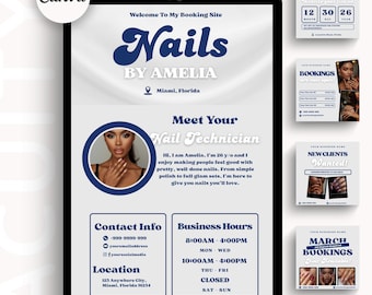 Nails Acuity Website Template Nail Tech Minimalist Booking Site Acuity Scheduling Templates Business Appointment Scheduler Canva Editable