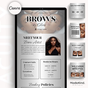 Brow Artist Acuity Brow Booking Template Brow Tech Booking Acuity Scheduling Template Brow Canva Template Acuity Brows Booking DIY Design