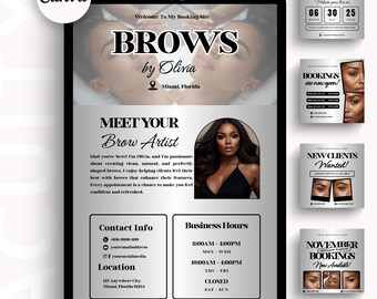 Brow Artist Acuity Brow Booking Template Brow Tech Booking Acuity Scheduling Template Brow Canva Template Acuity Brows Booking DIY Design