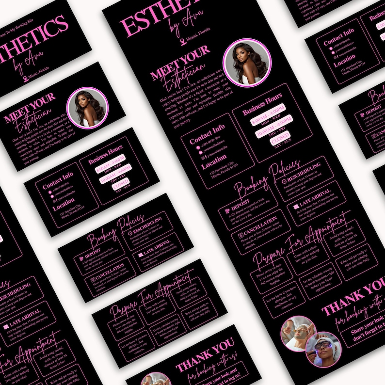 Esthetician Branding Booking Site Esthetician Acuity Scheduling Template Esthetician Canva Design for Esthetic Booking Appointment Schedule