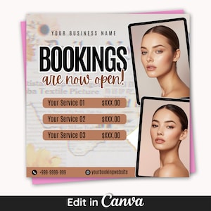 Beauty Flyer Vorlage Kosmetikerin Buchung Flyer Bearbeitbar DIY Canva Termin Design Hautpflege Dienstleistungen Flyer Beauty Gesichtsbehandlung Flyer