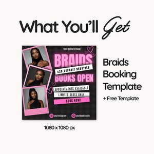 Braids Bookings Flyer Template, Braids Special Deal Appointment Flyer, Braiding Hair Booking Flyers Template Booking Flyer For Braids Canva
