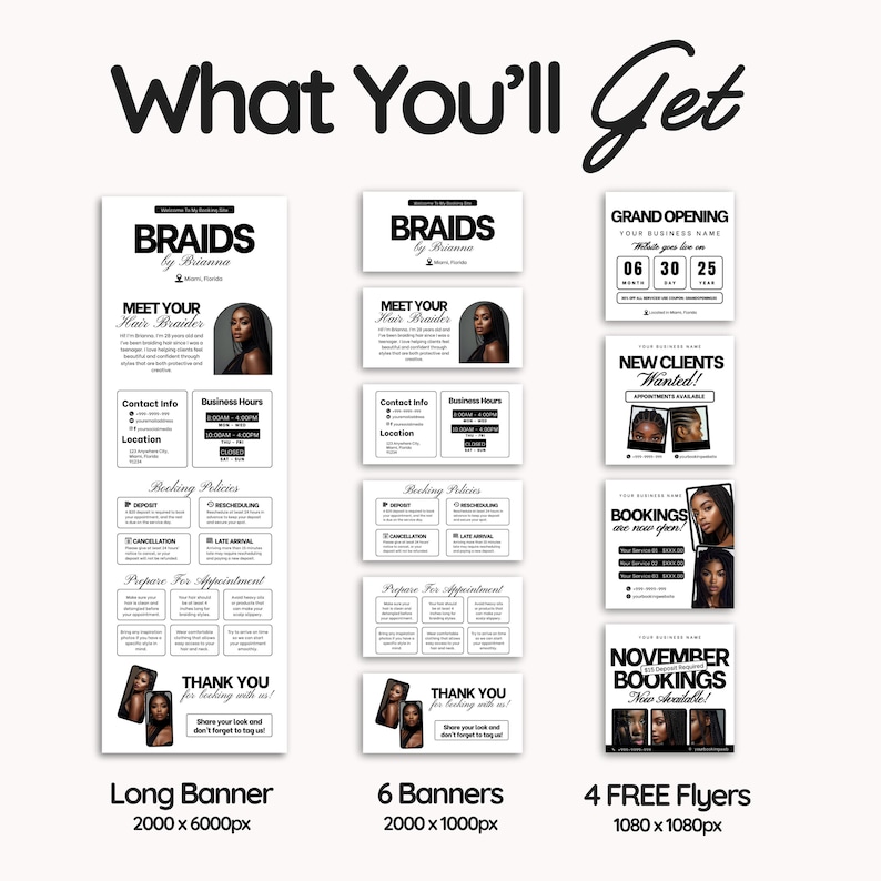 Braid Acuity Template Canva Acuity Hair Scheduling Templates Braid Booking Site Template Acuity Braider Scheduling Template Business Braid