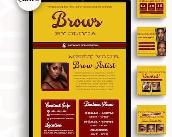 Brow Acuity Scheduling Templates Brow Tech Booking Site Beauty Business Branding Scheduler Brow Artist Canva Editable Page Design Template