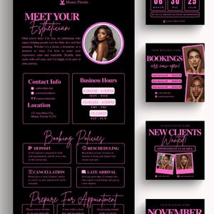 Esthetician Branding Booking Site Esthetician Acuity Scheduling Template Esthetician Canva Design for Esthetic Booking Appointment Schedule