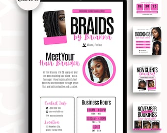 Acuity Braiding Website Template Canva Acuity Scheduling Templates Braid Booking Site Template Acuity Braider Scheduling Template Braids DIY