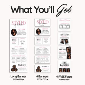 Hair Acuity Scheduling Template Hairstylist Website Banner DIY Salon Booking Site Canva Editable Templates Black Pink Minimalist Design