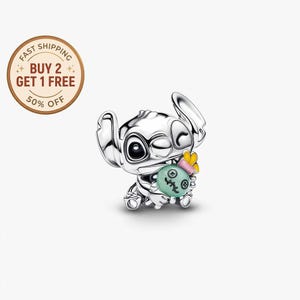 Disney Stitch Scrump Anhänger für Armband oder Kette Silber, Halskette Anhänger, Geschenk für Sie, Reise Anhänger, Geschenk für Mama Bild 1