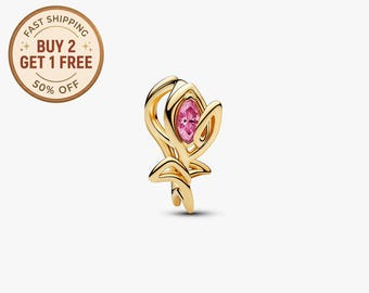 Tulpe durchbrochenen Charme für Armband oder Kette Silber, Halskette Anhänger, Geschenk für Sie,Reisen Anhänger, Geschenk für Mama