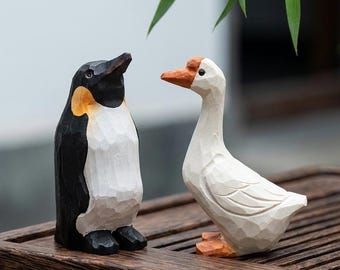Handcrafted Wooden Cute Goose/Penguin Figurine with | Child Decor Gift | Cute Desk Ornament | Child Gift | Minimalist Home Decor