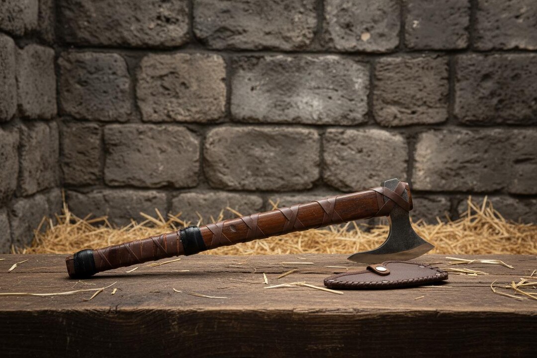 Handcrafted Medieval Viking Axe With Leather Sheath - Authentic Norse ...