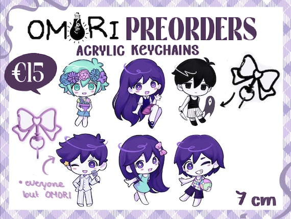 OMORI Acrylic Keychain - Basil, Mari, Omori, Hero, Aubrey, Kel