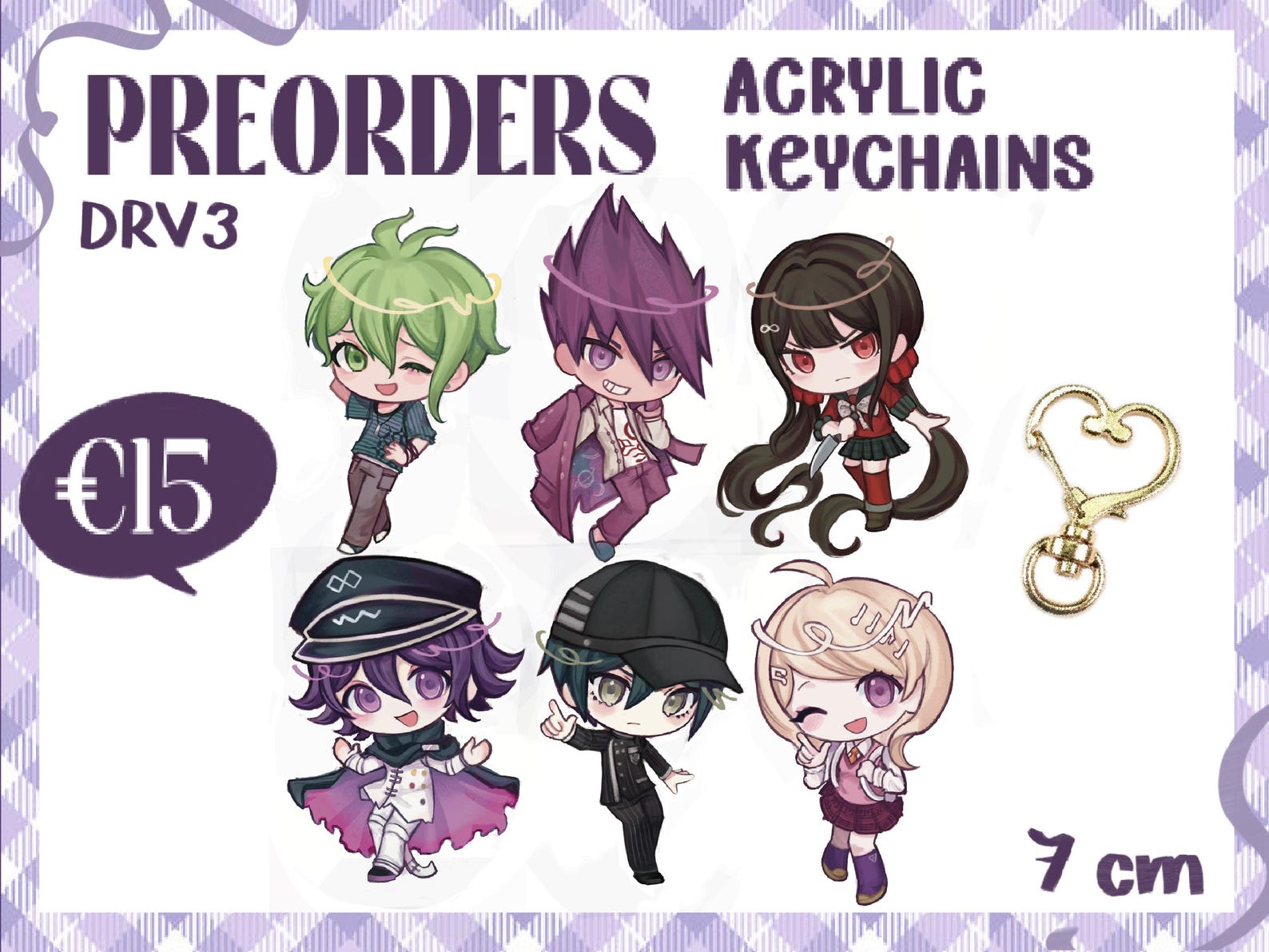 Danganronpa V3 acrylic keychain ~ Shuichi, Kokichi, Maki, Kaito, Kaede, Rantaro