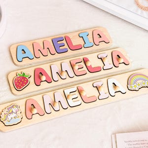Personalisiertes Namenspuzzle mit Wäscheklammern - Babypuzzle aus Holz - Spielzeug für Kleinkinder - Lerngeschenk für Kleinkinder