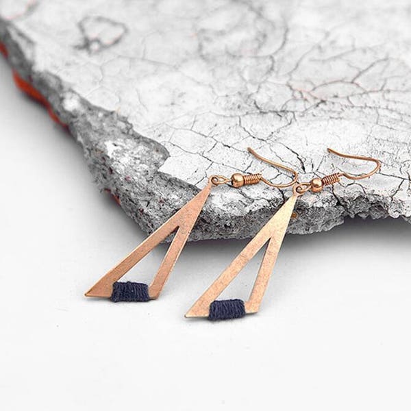 Brass Earrings Geometric Earrings Triangle Earrings Thin Brass Earrings Minimalist Earrings Simple Earrings Dainty Earrings long Geometric