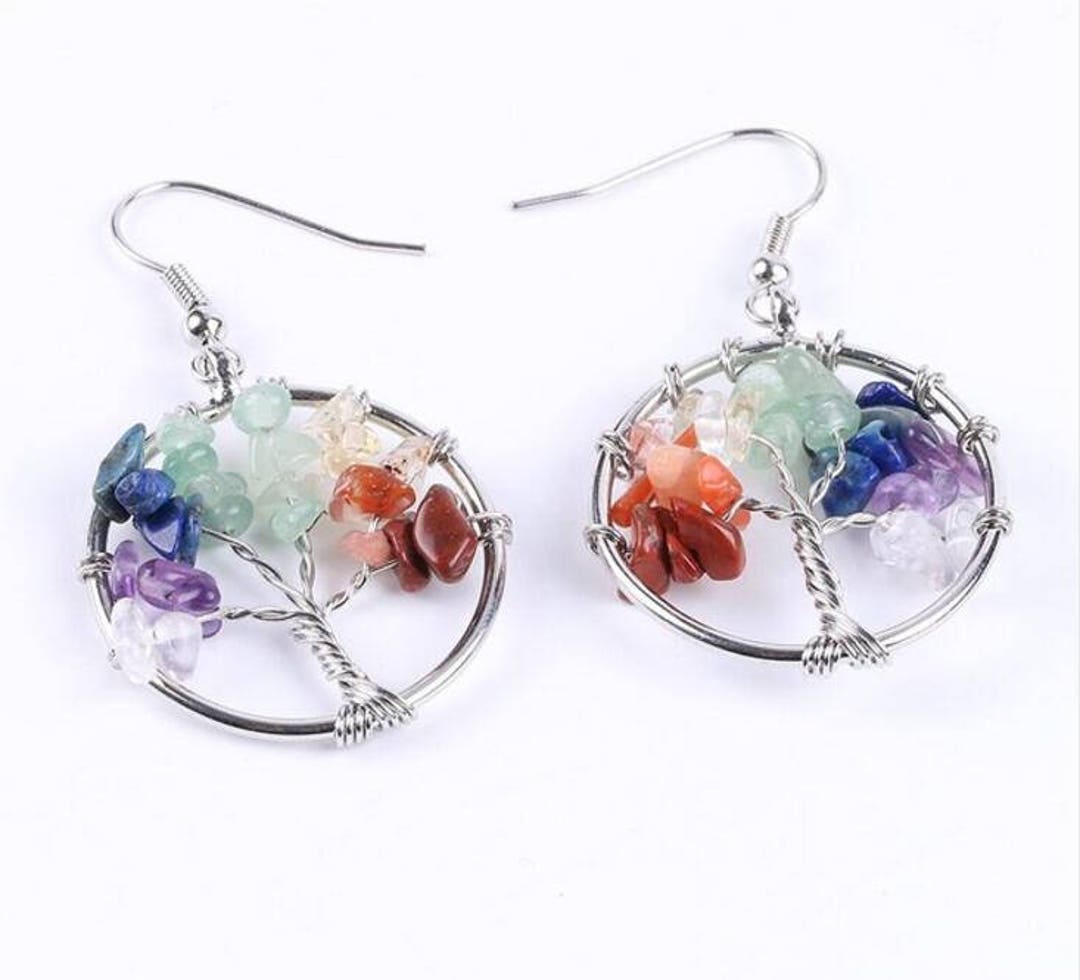 Tree of life earrings with stones Clearance