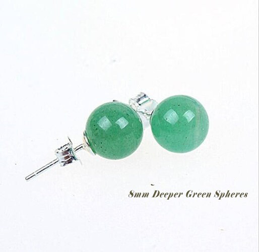 Unisex Jade Stud Earrings Handmade Jade Stud Earrings 8mm Jade Etsy