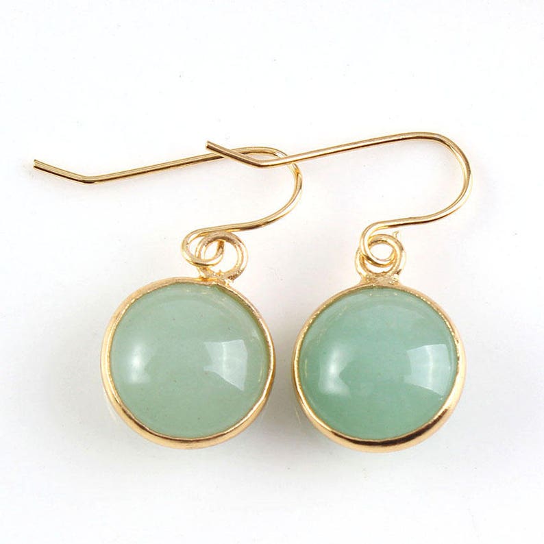 Jade Earrings Stud Gold Filled Jade Earrings Button Jade Etsy