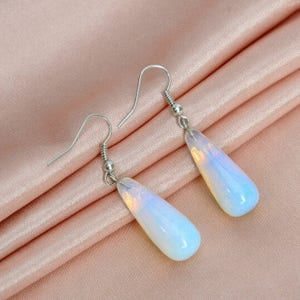 Crystal Earrings - Dangle Earrings - Crystal Opalite Dangle Earrings - Iridescent Earring - Dangle Drop Earrings - Oct Birthday Gift