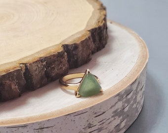 Jade Ring Jade Stone Ring Jade Rings for Women Jade and Gold Ring 14k Gold Jade Ring Green Jade Open circle Statement Ring August Birthstone