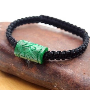 Jade Bracelet for Men and Women Man Jade Bracelet Dark Green Real Jade Black Bracelet  for Woman Good Luck Yoga Zen Bracelet Gift for Him