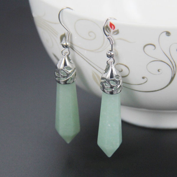 Jade Earrings Green Jade Earrings Silver Real Jade Dangle Earrings Gift for Graduation Back to School Teacher August Birthday All Occasions