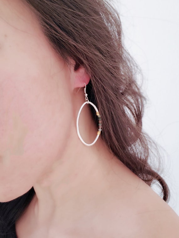 Large jade deals hoop earrings