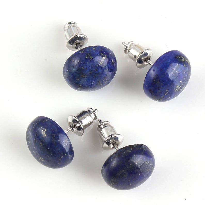 Stone Earring Studs Unisex Blue Stone Stud Earrings Small Etsy