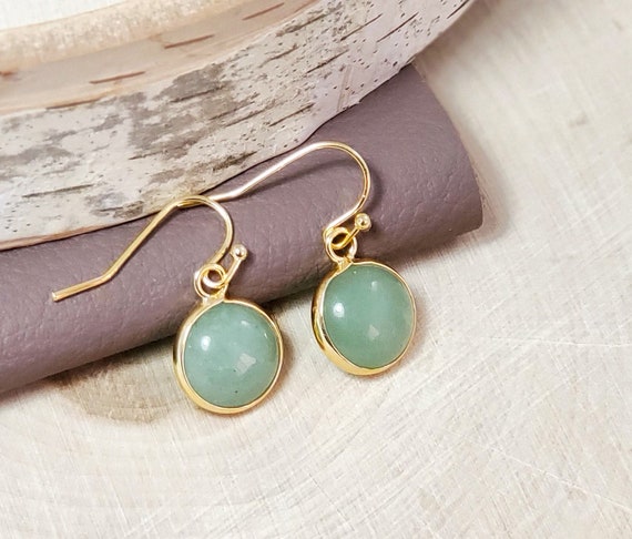 Jade Earrings Stud Gold Filled Jade Earrings Button Jade - Etsy