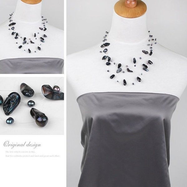 Joyería hecha a mano joya hecha a mano collar hecho a mano Shell collar Lyered ilusión collar flotante Invisible cordón collar