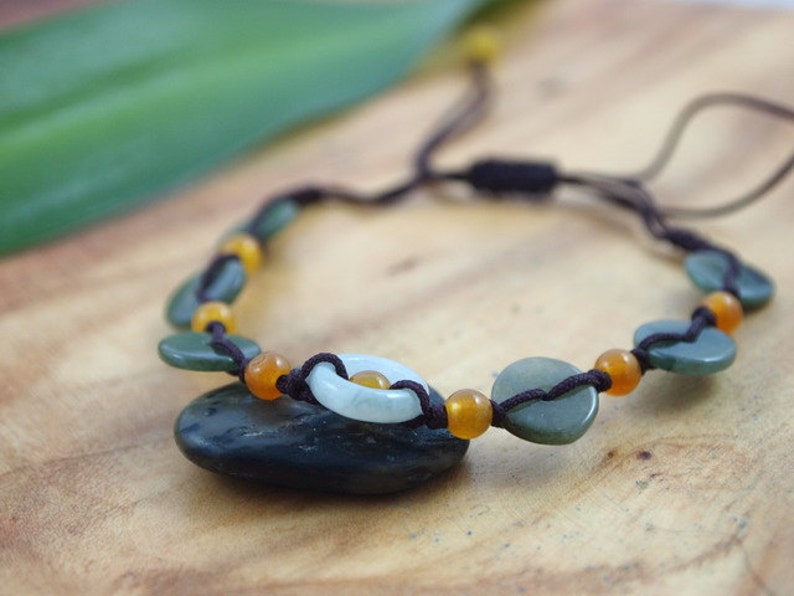 Unisex Handmade Jade Stone Bracelet Adjustable Real Jade Etsy