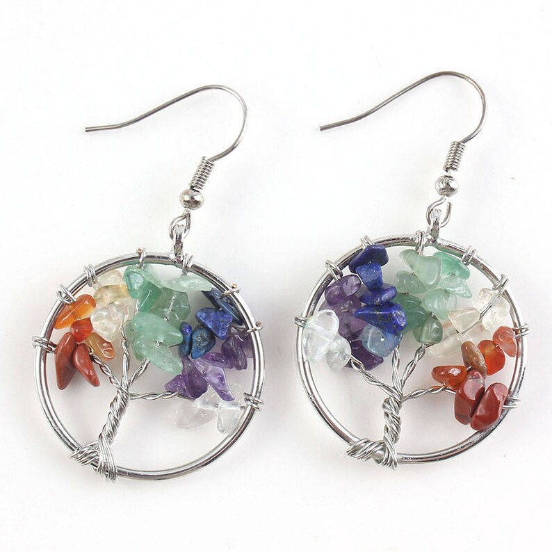 Tree of life earrings with stones Clearance