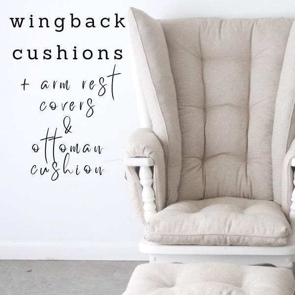 Wingback Rocker Replacement Cushions / Canadian Rocker Cushions/ Vintage glider Cushions/ Glider Rocker Cushions ARM RESTS OTTOMAN
