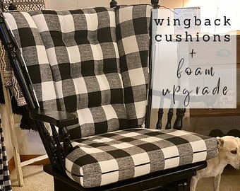 Wingback Rocker Replacement Cushions / 4 Post Rocker Cushions / Canadian Rocker Cushions / Glider Rocker Cushions WITH FOAM UPGRADE