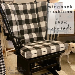Wingback Rocker Replacement Cushions / 4 Post Rocker Cushions / Canadian Rocker Cushions / Glider Rocker Cushions WITH FOAM UPGRADE