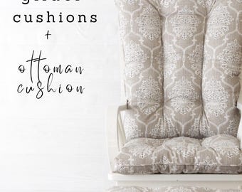 Rocking Chair Cushions / Glider Replacement Cushions / Glider Cushions - Rocker Cushions - Chair Cushions - Ottoman Cushion SQUARE TOP