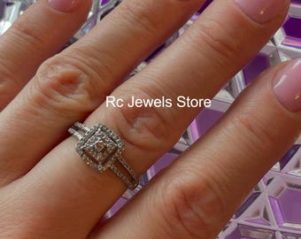 Natural Diamond Ring, 925 Sterling Silver Ring, Pave Diamond Ring, Sparkling Diamond Band, Handmade Ring, Wedding Anniversary Ring For Her