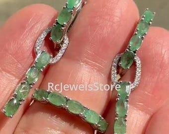 Fermoir Pince Argent 925 Avec émeraude Et Diamants – Pour Bijoux, Fait Main Inde
