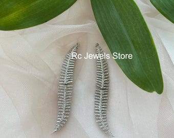 Natural Diamond, 925 Sterling Silver Dangle Earrings, Handmade Jewelry, Pave Diamond, Wedding Anniversary Gift