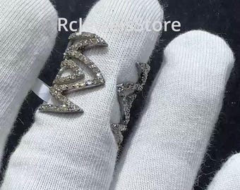 Sterling Silver Pave Diamond Handmade Ring, Engagement Gift