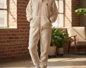 Vinterpyjamasset: Mysig fleece med huva och dragkedja, mjuka loungekläder och varma sovkläder för kvinnor