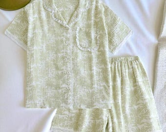 Cotton Pajama Set for Women, Summer Sleepwear Soft Breathable Home wear Outfit